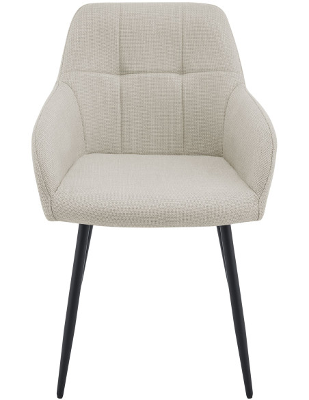 Chaise de salle à manger beige crème en tissu 57x60x85 cm Pemoa  - 2
