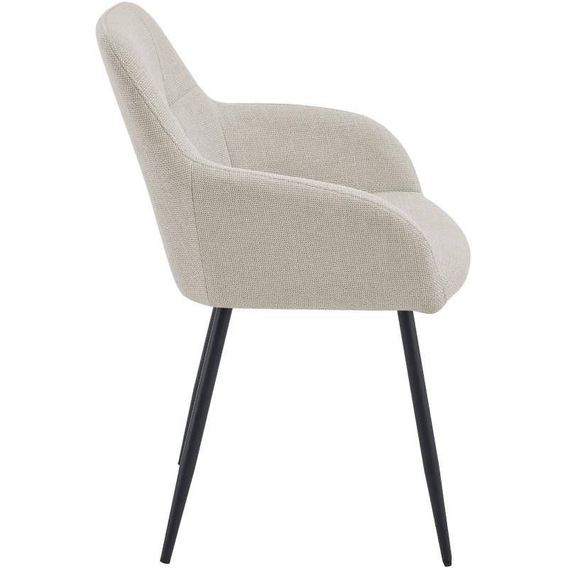 Chaise de salle à manger beige crème en tissu 57x60x85 cm Pemoa  - 3