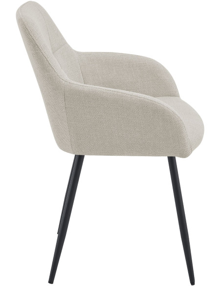 Chaise de salle à manger beige crème en tissu 57x60x85 cm Pemoa  - 3