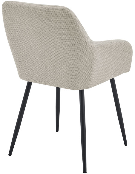 Chaise de salle à manger beige crème en tissu 57x60x85 cm Pemoa  - 4