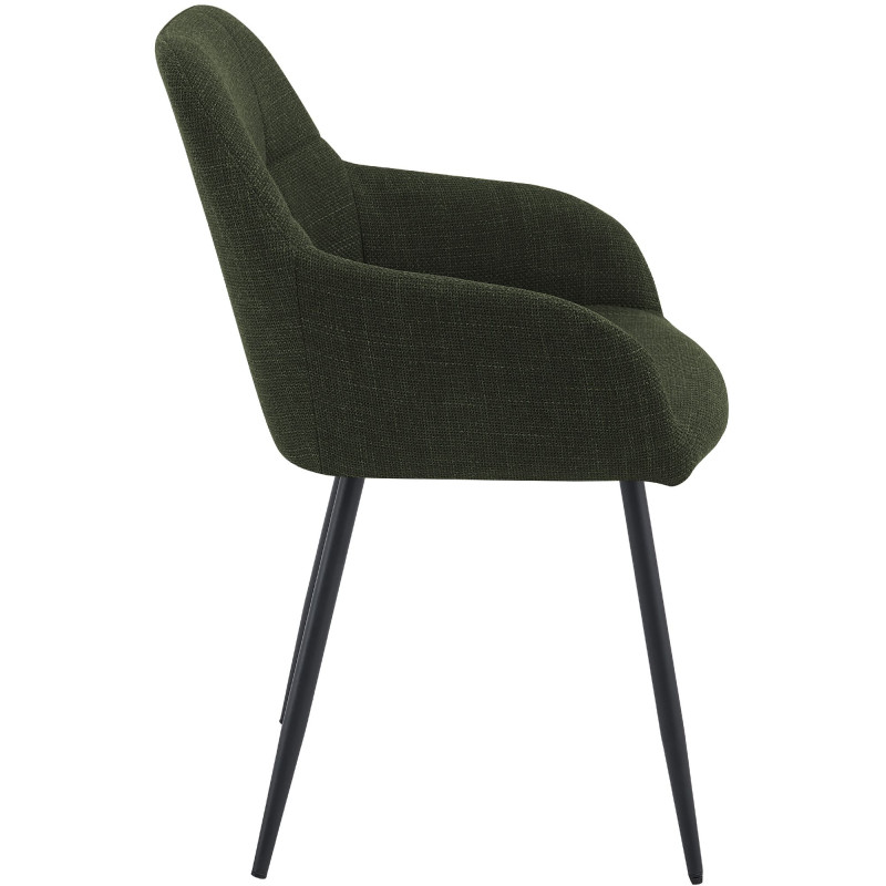 Chaise de salle à manger vert olive en tissu 57x60x85 cm Pemoa  - 3