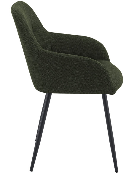 Chaise de salle à manger vert olive en tissu 57x60x85 cm Pemoa  - 3