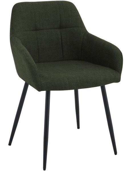 Chaise de salle à manger vert olive en tissu 57x60x85 cm Pemoa  - 1