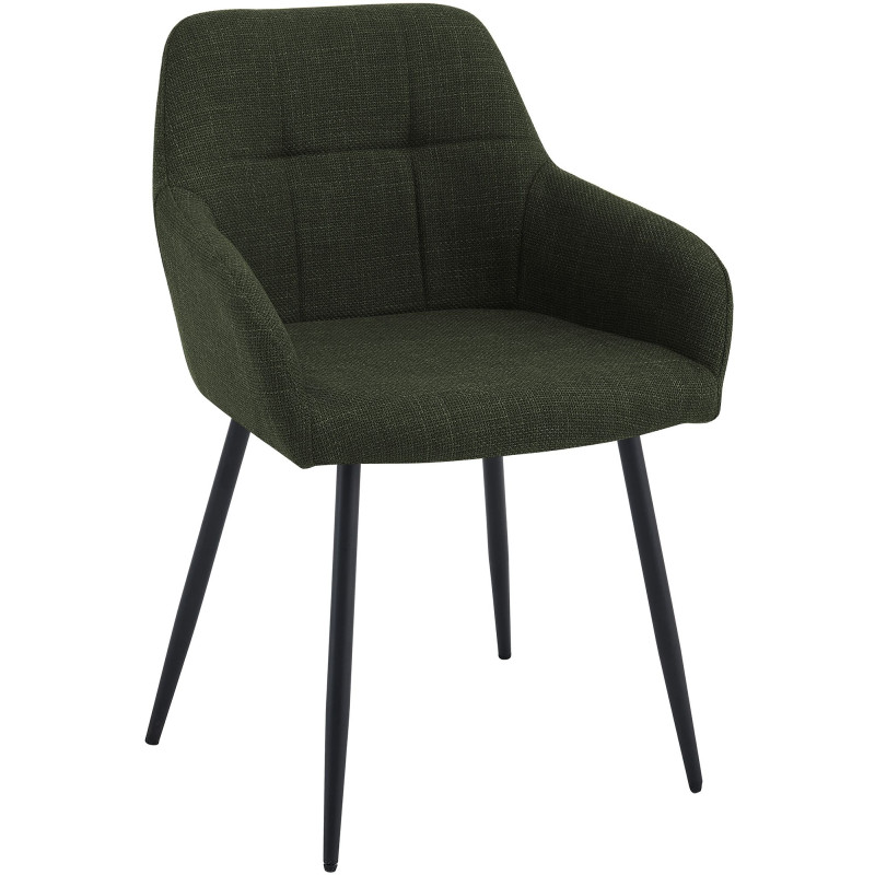 Chaise de salle à manger vert olive en tissu 57x60x85 cm Pemoa  - 1