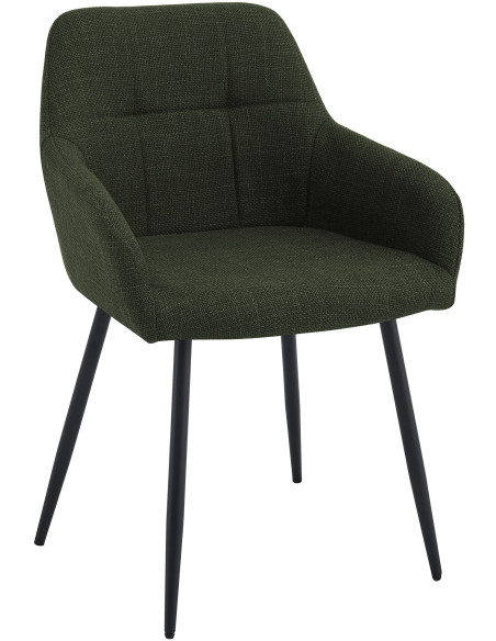 Chaise de salle à manger vert olive en tissu 57x60x85 cm Pemoa  - 1