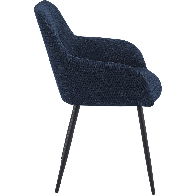 Chaise de salle à manger bleu nuit en tissu 57x60x85 cm Pemoa  - 3