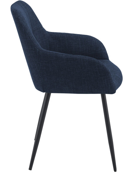 Chaise de salle à manger bleu nuit en tissu 57x60x85 cm Pemoa  - 3