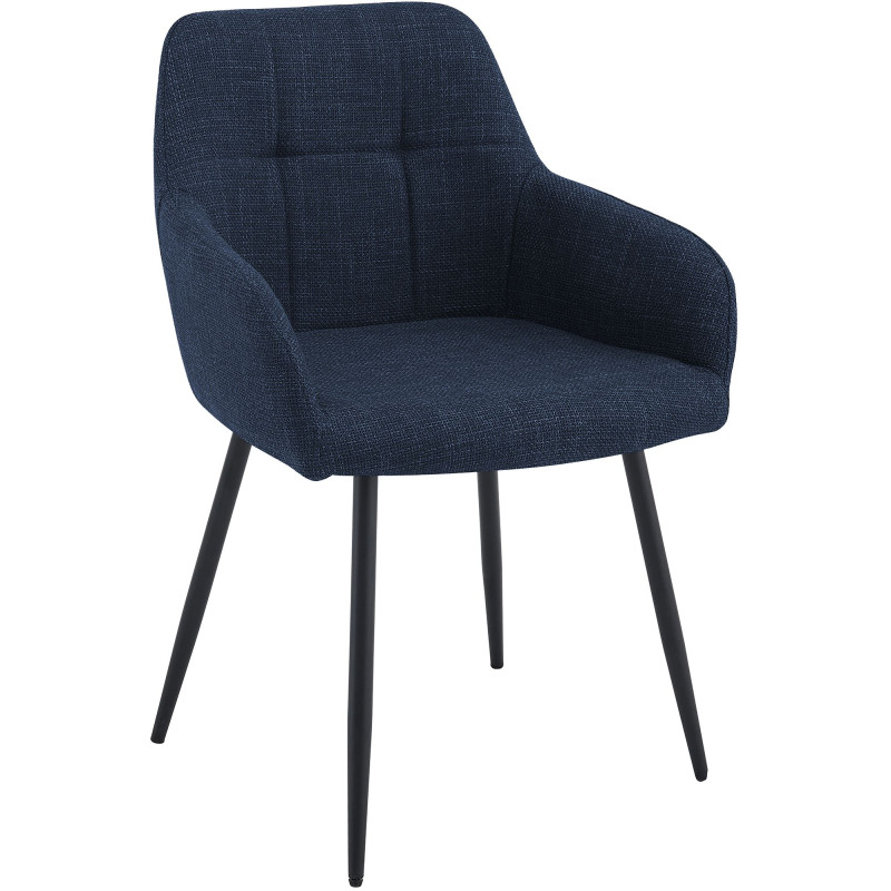 Chaise de salle à manger bleu nuit en tissu 57x60x85 cm Pemoa  - 1