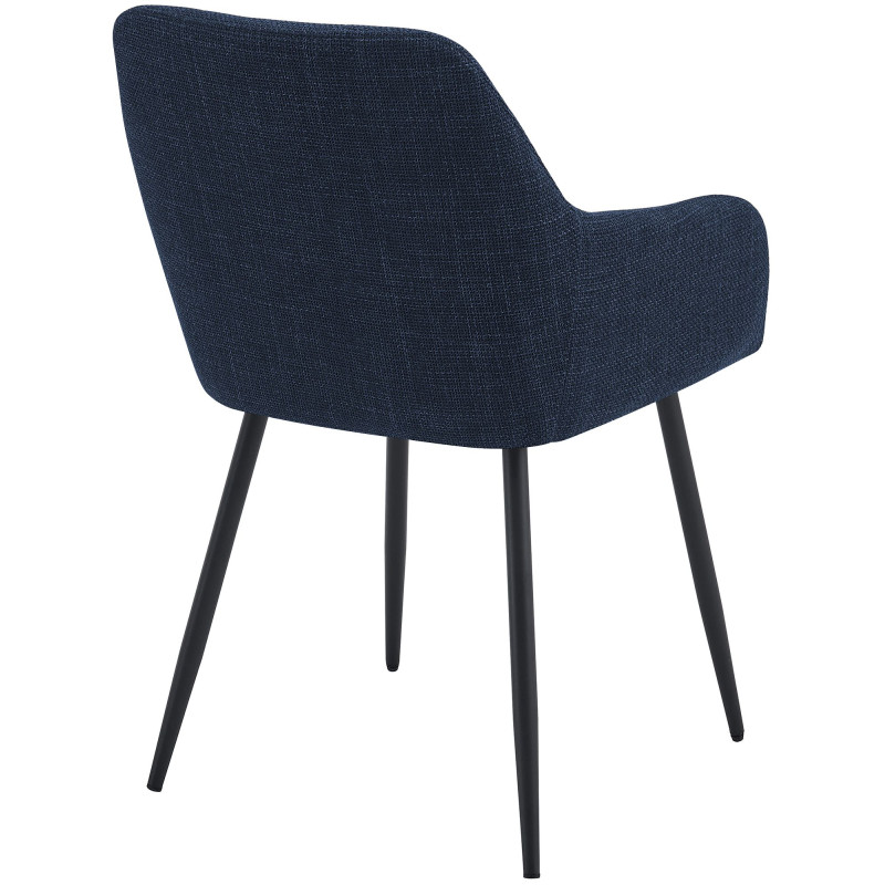 Chaise de salle à manger bleu nuit en tissu 57x60x85 cm Pemoa  - 4