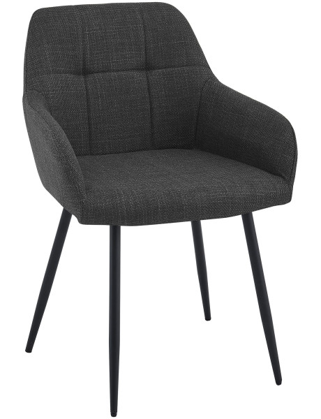 Chaise salle à manger tissu gris anthracite 57x60x85 cm Pemoa  - 1