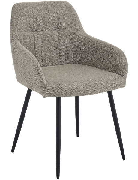 Chaise salle à manger taupe en tissu 57x60x85 cm Pemoa  - 1