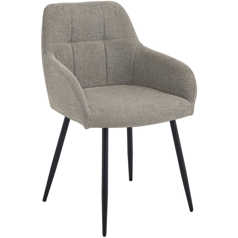 Chaise salle à manger taupe en tissu 57x60x85 cm Pemoa  - 1