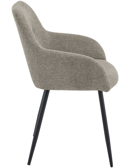 Chaise salle à manger taupe en tissu 57x60x85 cm Pemoa  - 3