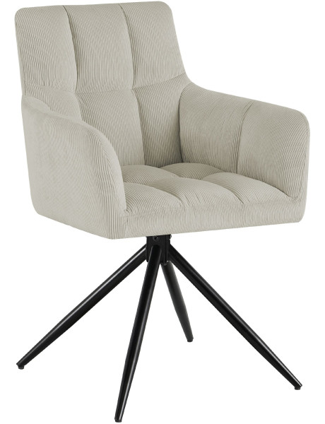Chaise salle à manger pivotante velours côtelé crème 59x59x87 cm Vetia  - 1