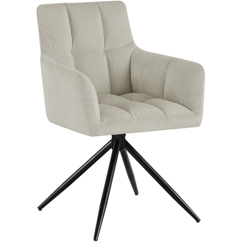 Chaise salle à manger pivotante velours côtelé crème 59x59x87 cm Vetia  - 1