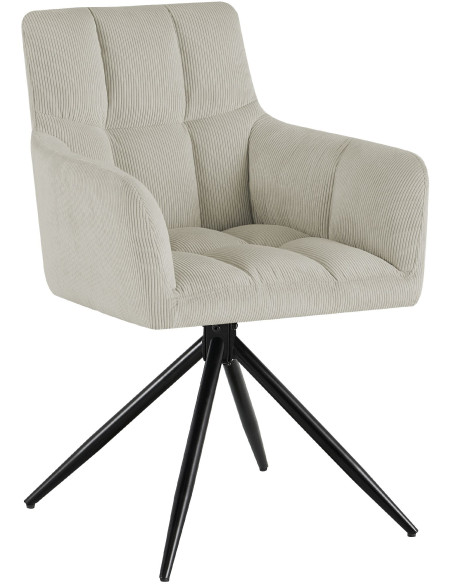Chaise salle à manger pivotante velours côtelé crème 59x59x87 cm Vetia  - 1