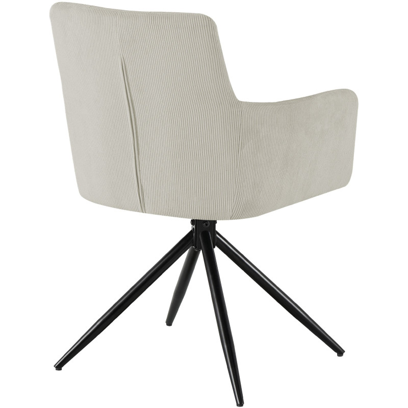 Chaise salle à manger pivotante velours côtelé crème 59x59x87 cm Vetia  - 4