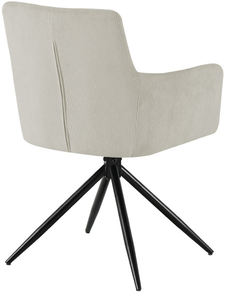 Chaise salle à manger pivotante velours côtelé crème 59x59x87 cm Vetia  - 4