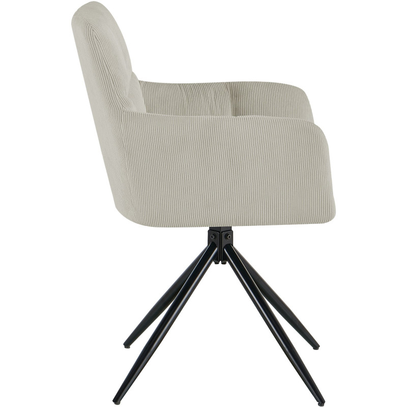 Chaise salle à manger pivotante velours côtelé crème 59x59x87 cm Vetia  - 3
