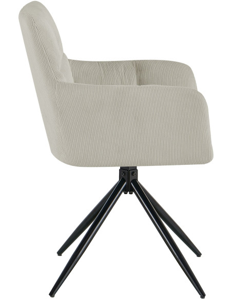 Chaise salle à manger pivotante velours côtelé crème 59x59x87 cm Vetia  - 3