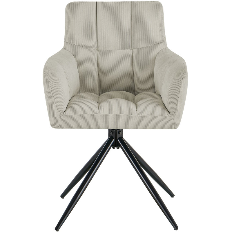 Chaise salle à manger pivotante velours côtelé crème 59x59x87 cm Vetia  - 2