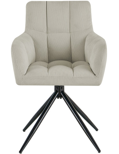 Chaise salle à manger pivotante velours côtelé crème 59x59x87 cm Vetia  - 2