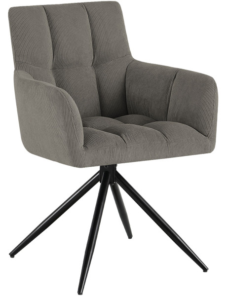 Chaise salle à manger pivotante taupe velours côtelé 59x59x87 cm Vetia  - 1