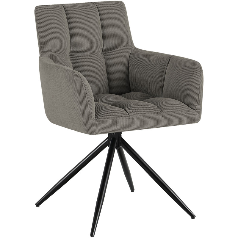 Chaise salle à manger pivotante taupe velours côtelé 59x59x87 cm Vetia  - 1