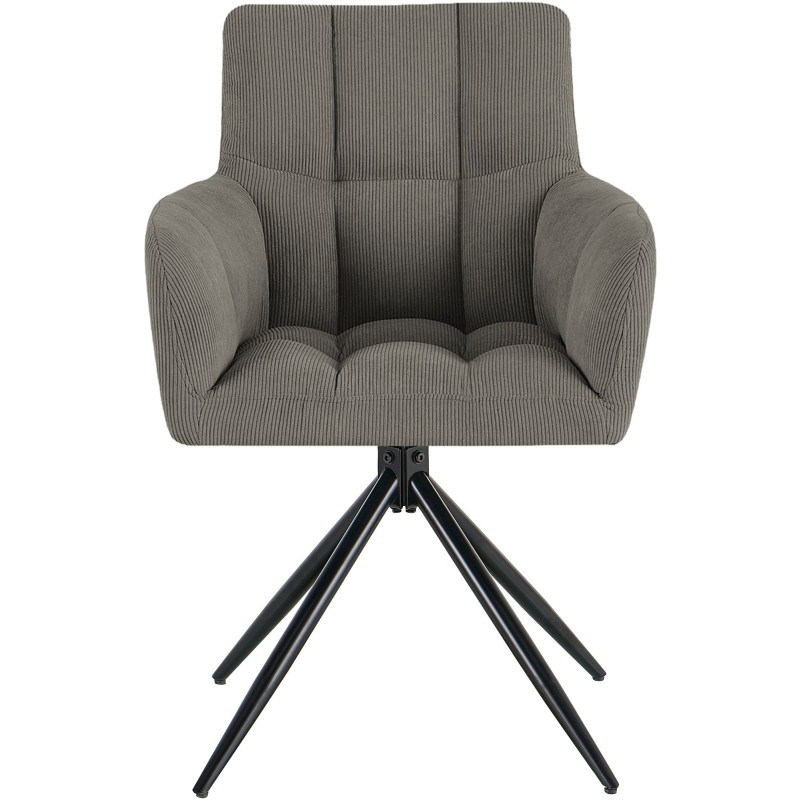 Chaise salle à manger pivotante taupe velours côtelé 59x59x87 cm Vetia  - 2