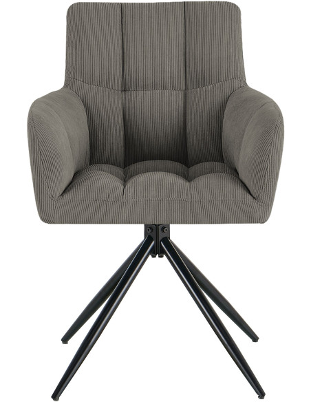 Chaise salle à manger pivotante taupe velours côtelé 59x59x87 cm Vetia  - 2