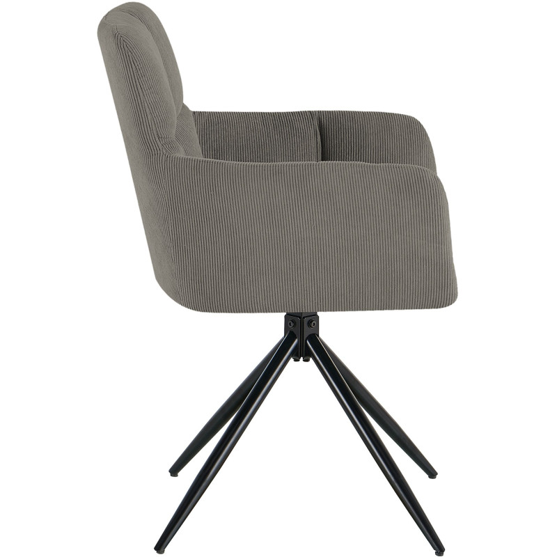 Chaise salle à manger pivotante taupe velours côtelé 59x59x87 cm Vetia  - 3