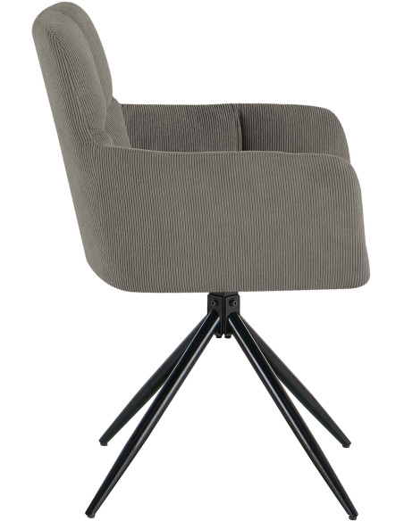 Chaise salle à manger pivotante taupe velours côtelé 59x59x87 cm Vetia  - 3