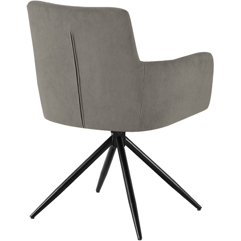 Chaise salle à manger pivotante taupe velours côtelé 59x59x87 cm Vetia  - 4