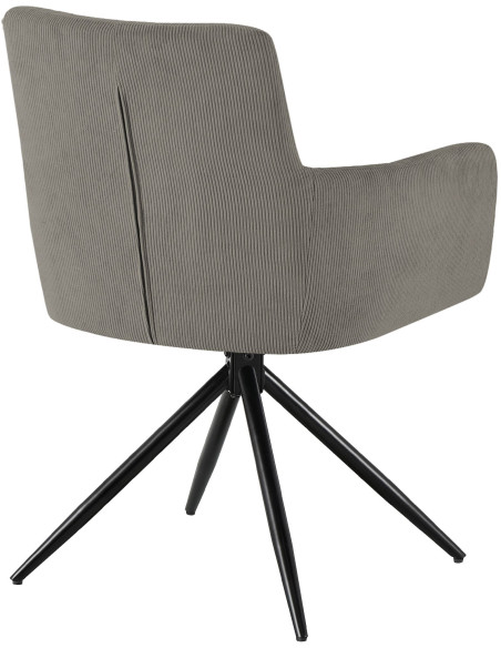 Chaise salle à manger pivotante taupe velours côtelé 59x59x87 cm Vetia  - 4