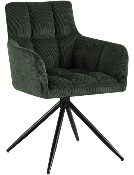 Chaise salle à manger pivotante velours côtelé vert 59x59x87 cm Vetia  - 1