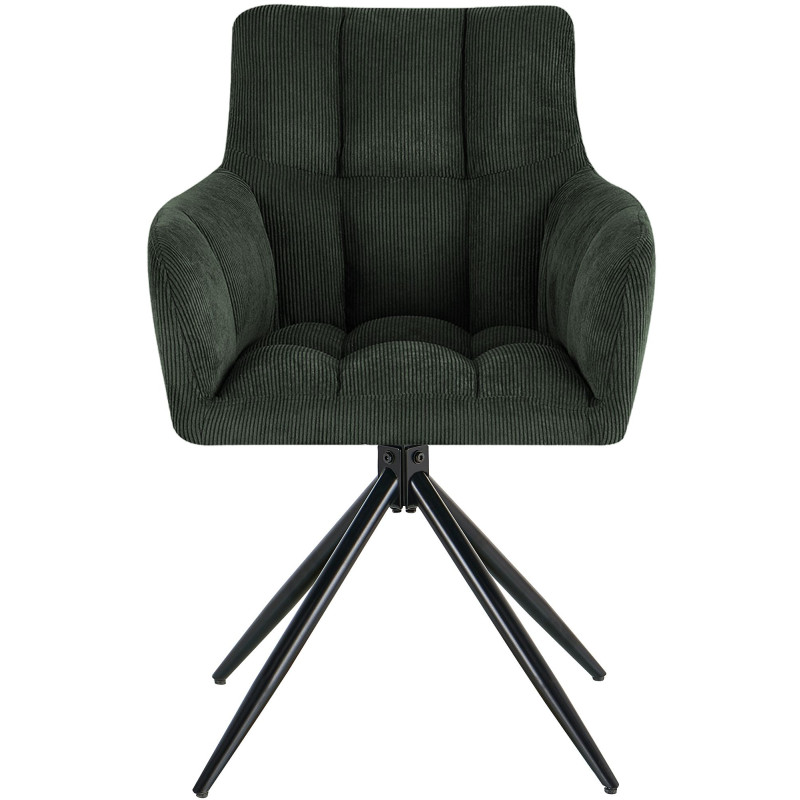 Chaise salle à manger pivotante velours côtelé vert 59x59x87 cm Vetia  - 2