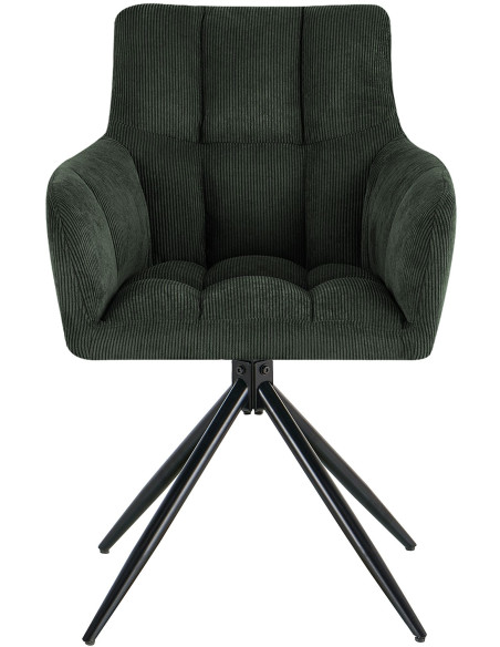 Chaise salle à manger pivotante velours côtelé vert 59x59x87 cm Vetia  - 2
