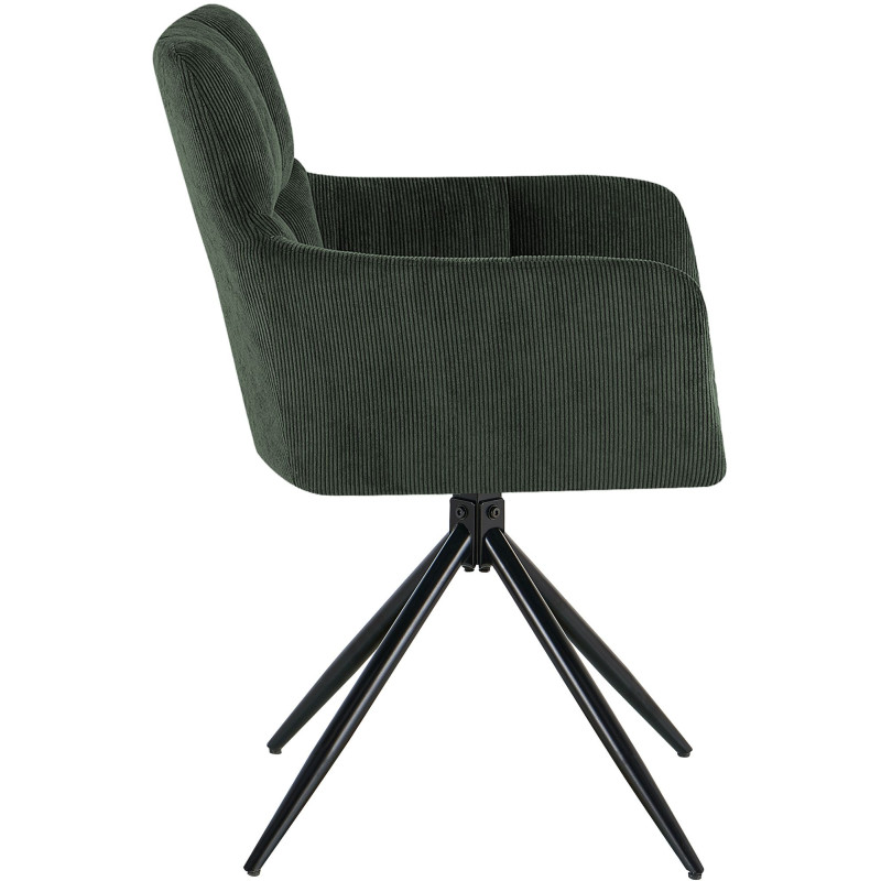 Chaise salle à manger pivotante velours côtelé vert 59x59x87 cm Vetia  - 3