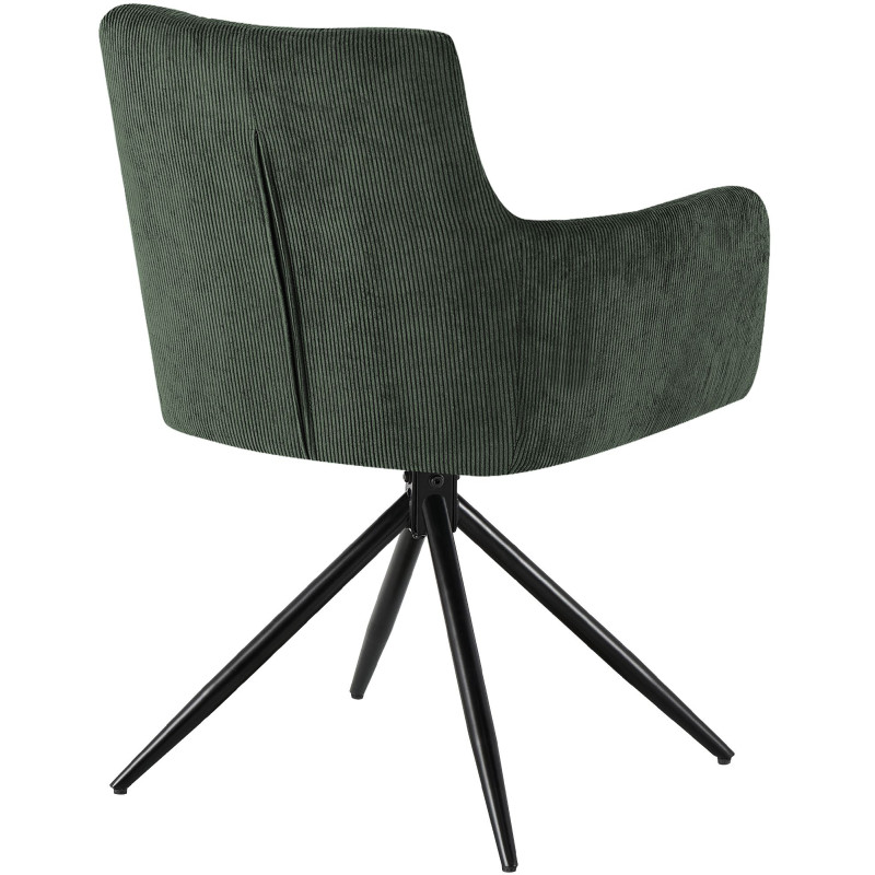 Chaise salle à manger pivotante velours côtelé vert 59x59x87 cm Vetia  - 4
