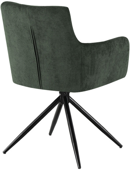 Chaise salle à manger pivotante velours côtelé vert 59x59x87 cm Vetia  - 4