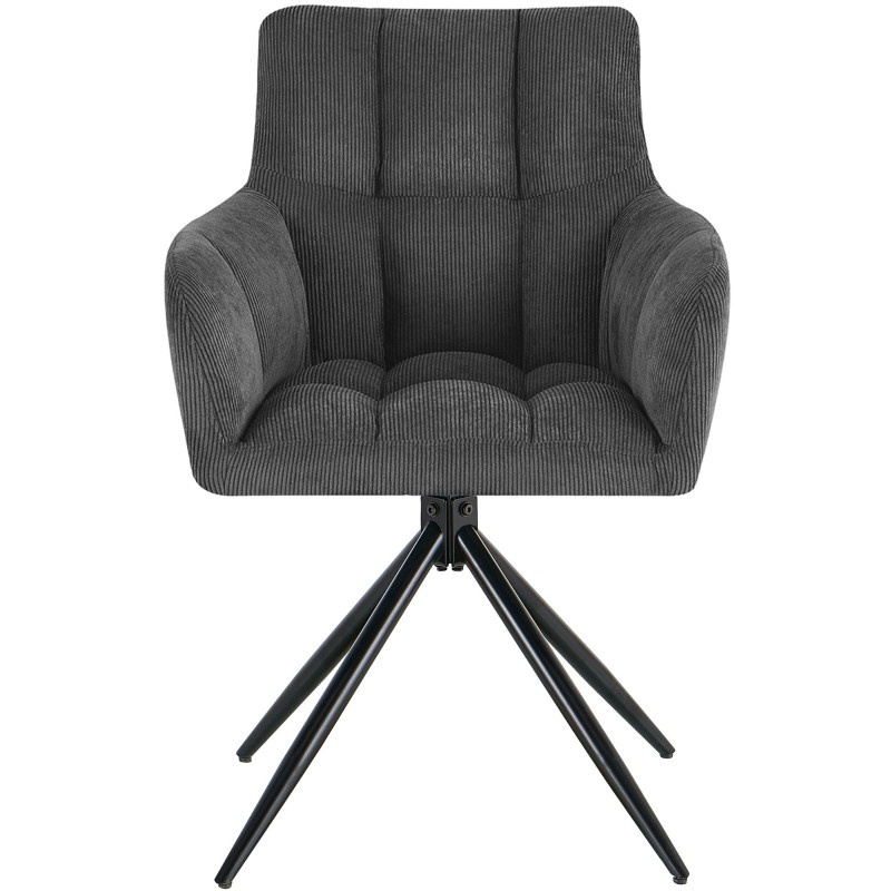 Chaise pivotante velours côtelé gris 59x59x87 cm Vetia  - 2