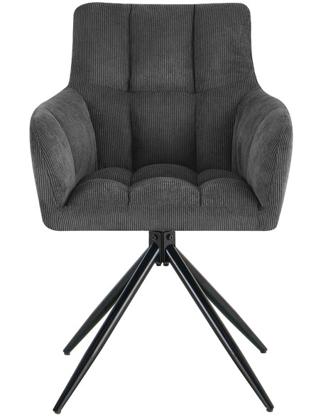 Chaise pivotante velours côtelé gris 59x59x87 cm Vetia  - 2