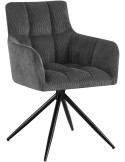 Chaise pivotante velours côtelé gris 59x59x87 cm Vetia
