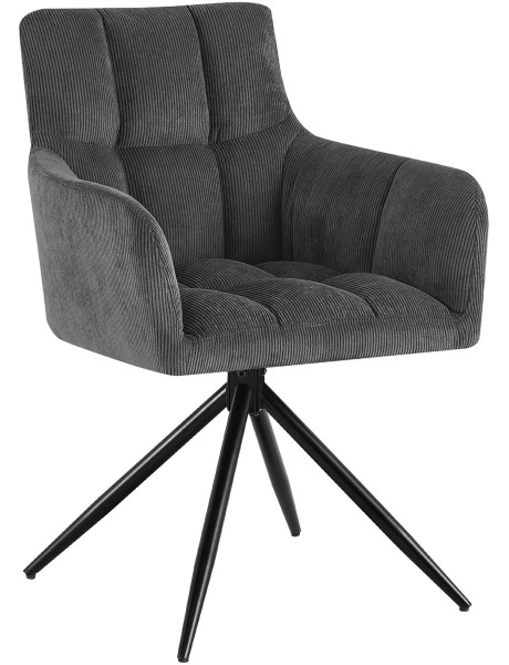 Chaise pivotante velours côtelé gris 59x59x87 cm Vetia  - 1