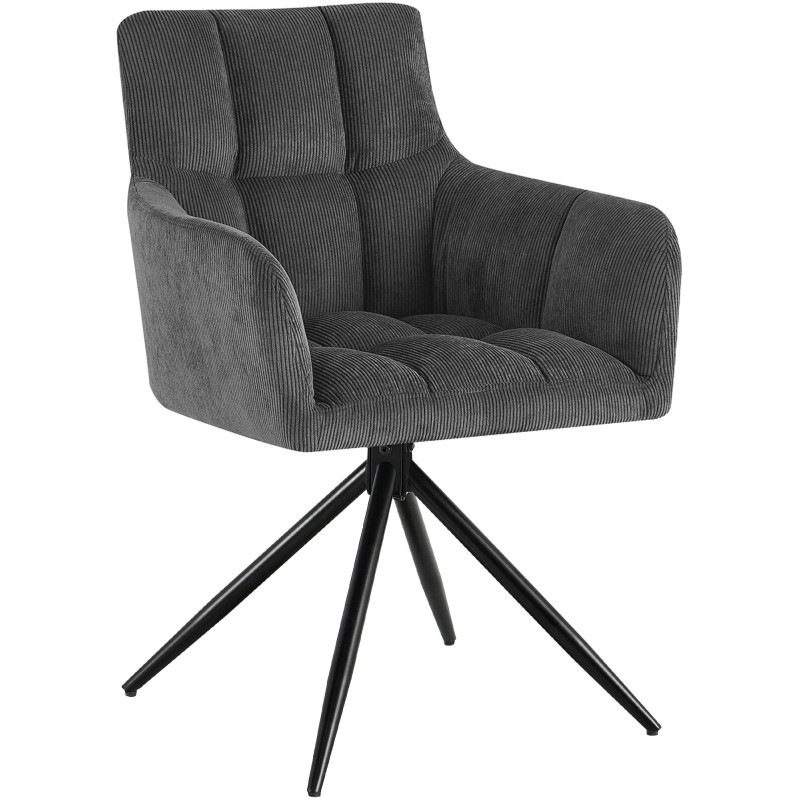Chaise pivotante velours côtelé gris 59x59x87 cm Vetia  - 1