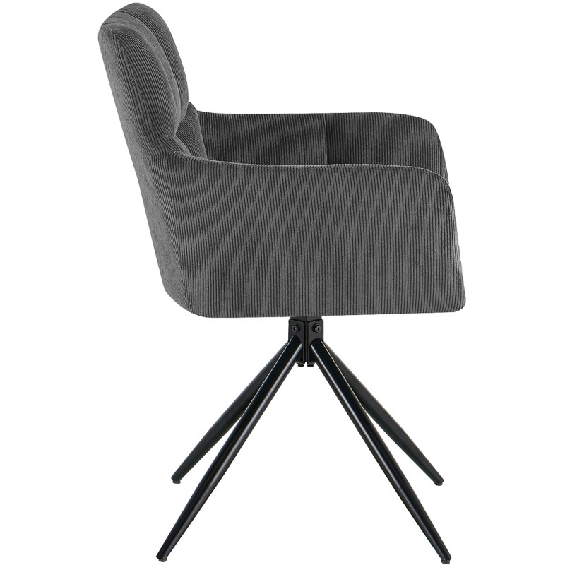 Chaise pivotante velours côtelé gris 59x59x87 cm Vetia  - 3