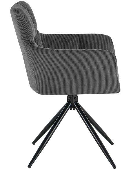 Chaise pivotante velours côtelé gris 59x59x87 cm Vetia  - 3