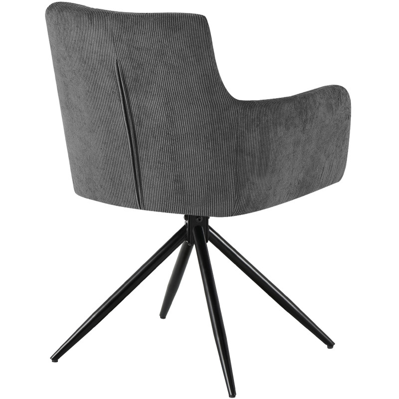 Chaise pivotante velours côtelé gris 59x59x87 cm Vetia  - 4