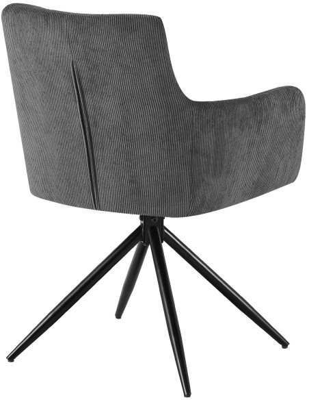 Chaise pivotante velours côtelé gris 59x59x87 cm Vetia  - 4