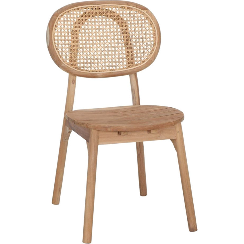 Chaise vintage en teck massif naturel et cannage 47x58x90 cm Melil  - 1